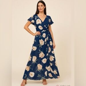 Floral Maxi Dress in Deep Blue